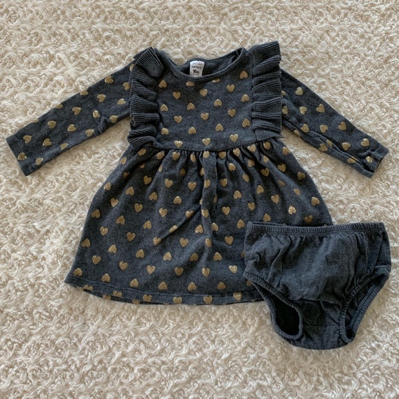 Carter’s Gray Dress with Gold Heart Print size 18 Months - Picture 1 of 4